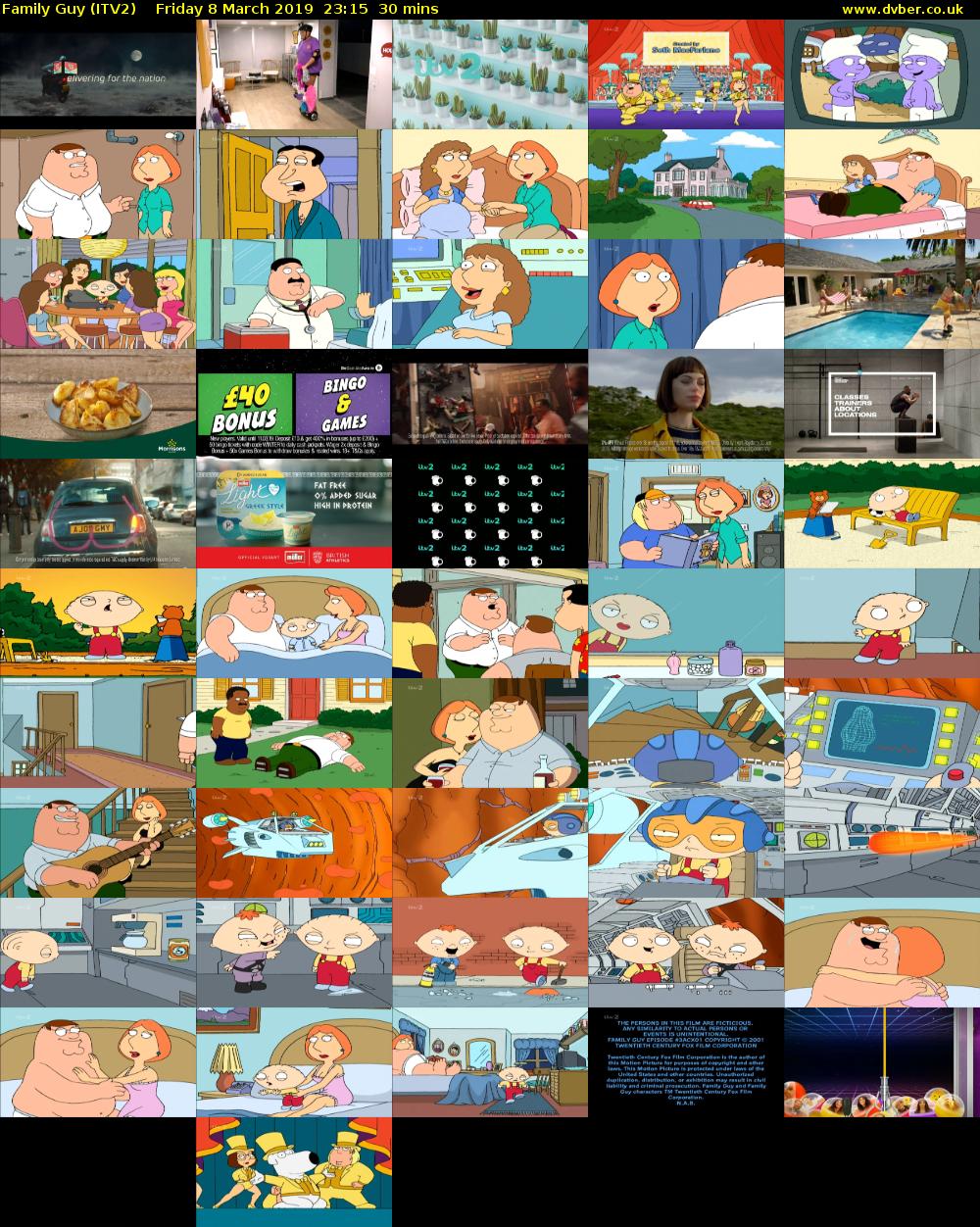 Family Guy (ITV2) Friday 8 March 2019 23:15 - 23:45