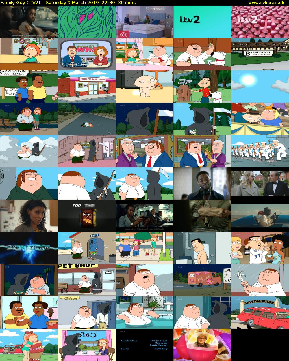 Family Guy (ITV2) Saturday 9 March 2019 22:30 - 23:00