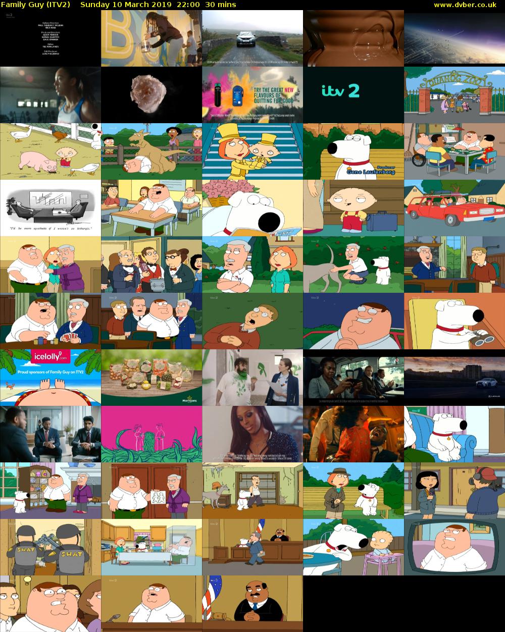 Family Guy (ITV2) Sunday 10 March 2019 22:00 - 22:30