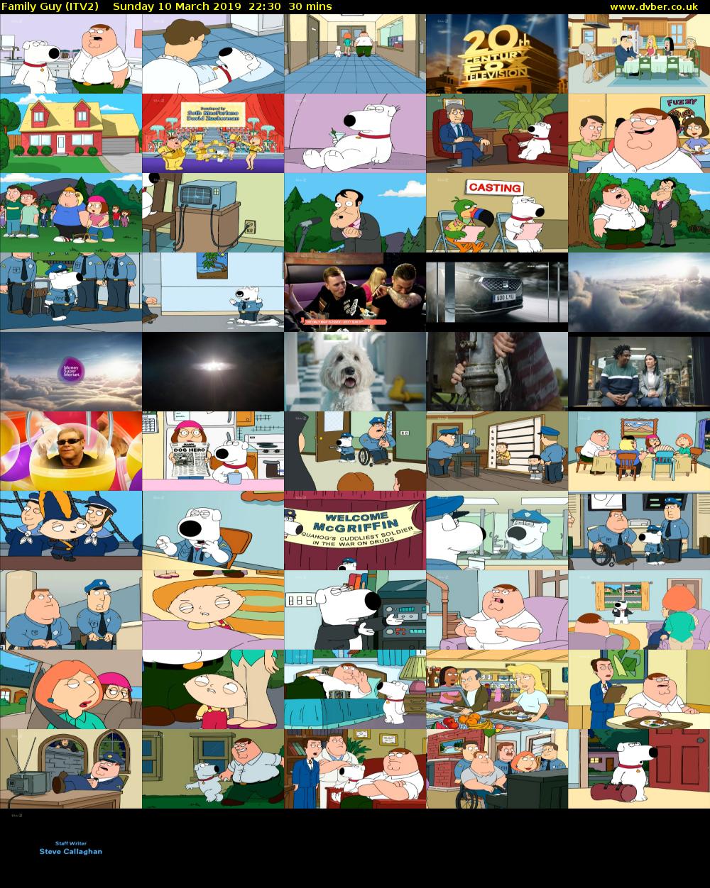 Family Guy (ITV2) Sunday 10 March 2019 22:30 - 23:00