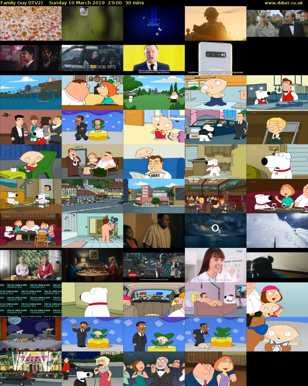 Family Guy (ITV2) Sunday 10 March 2019 23:00 - 23:30
