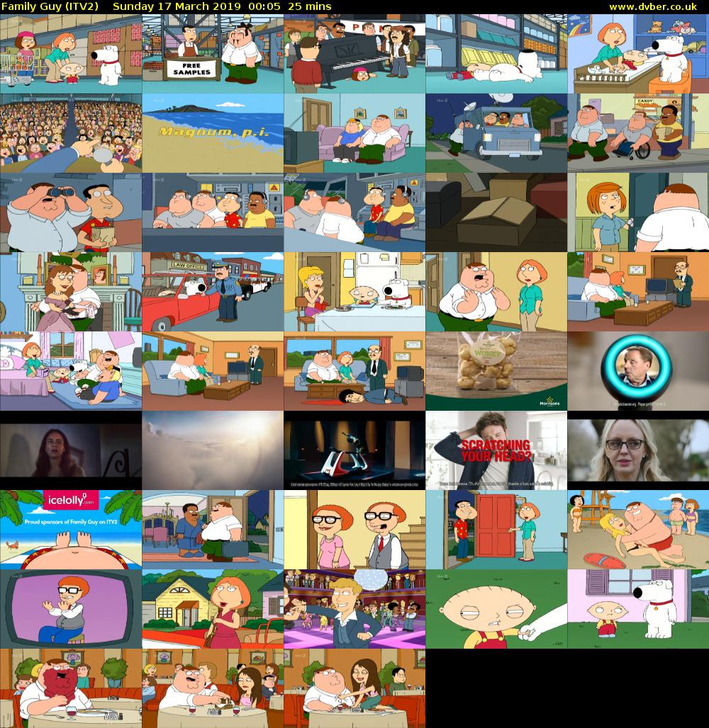 Family Guy (ITV2) Sunday 17 March 2019 00:05 - 00:30