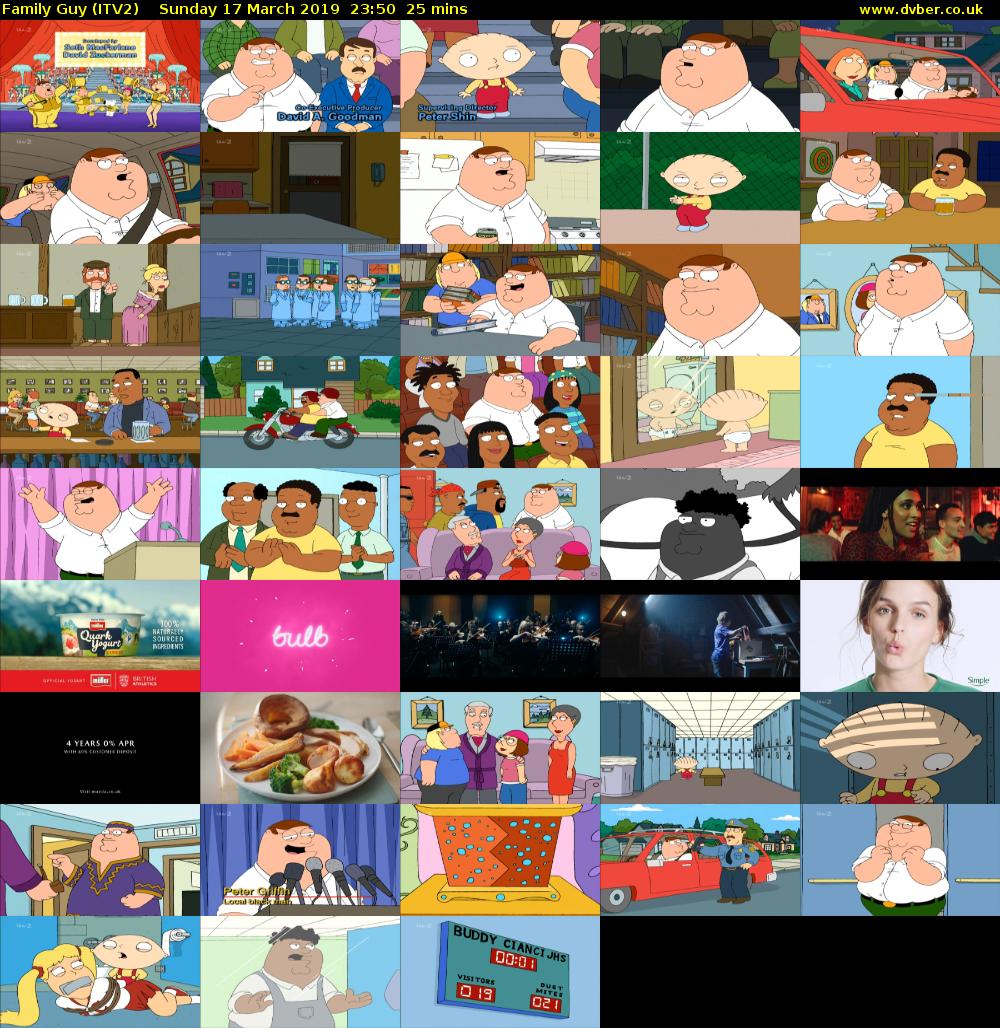 Family Guy (ITV2) Sunday 17 March 2019 23:50 - 00:15