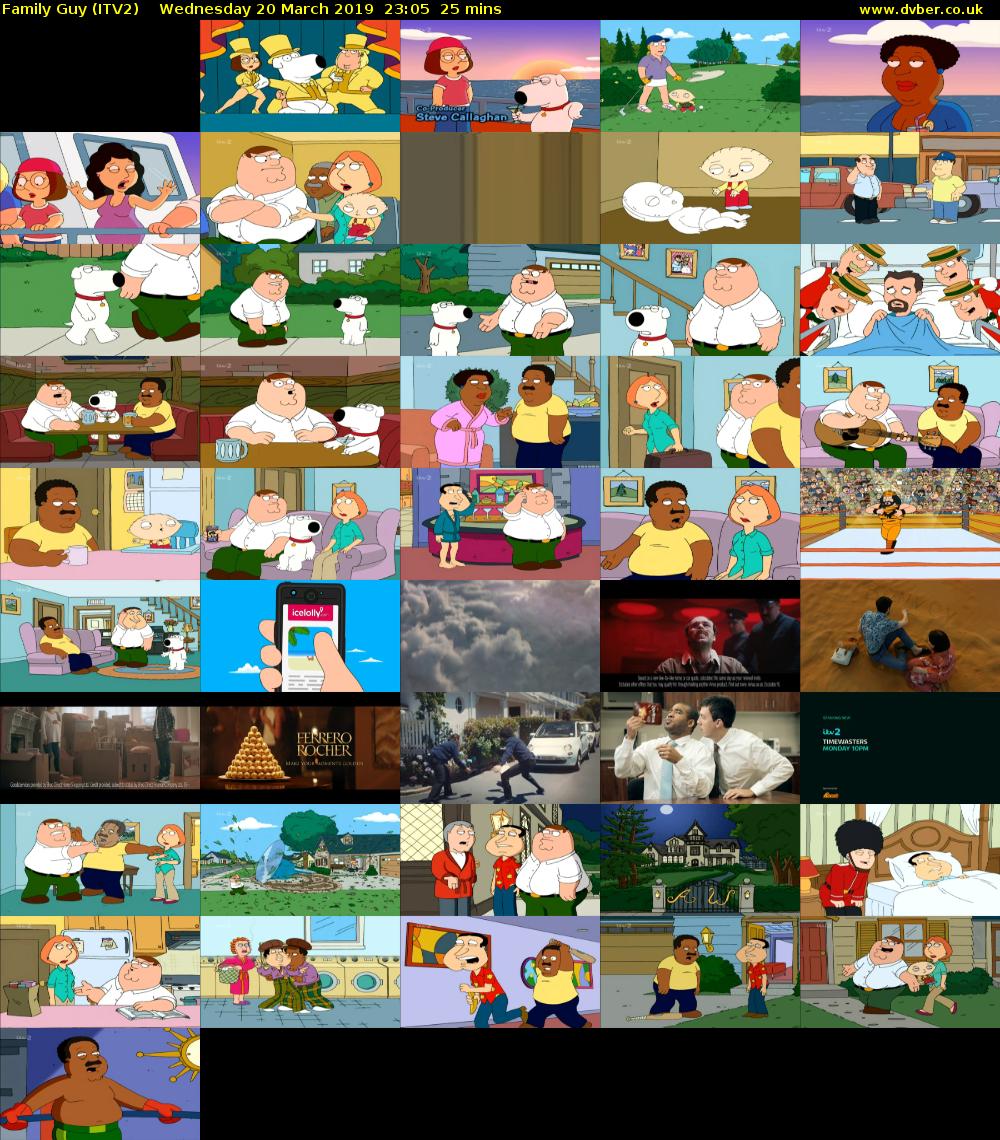 Family Guy (ITV2) Wednesday 20 March 2019 23:05 - 23:30