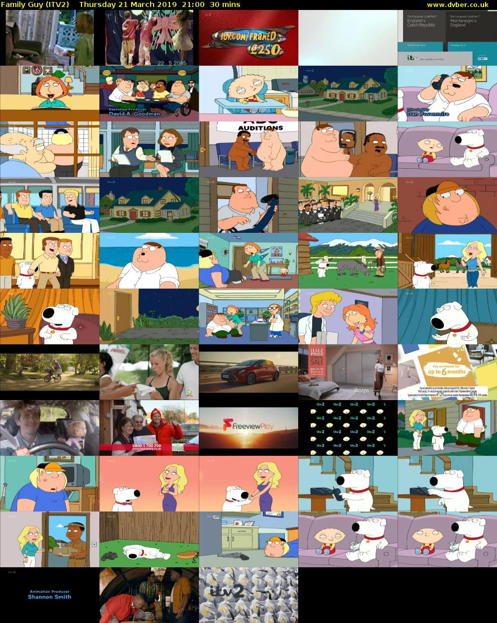 Family Guy (ITV2) Thursday 21 March 2019 21:00 - 21:30