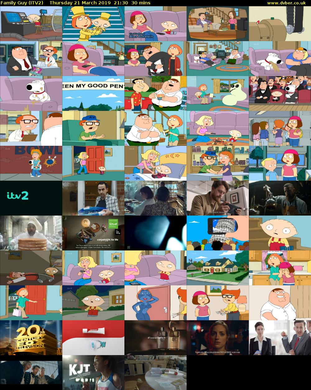 Family Guy (ITV2) Thursday 21 March 2019 21:30 - 22:00