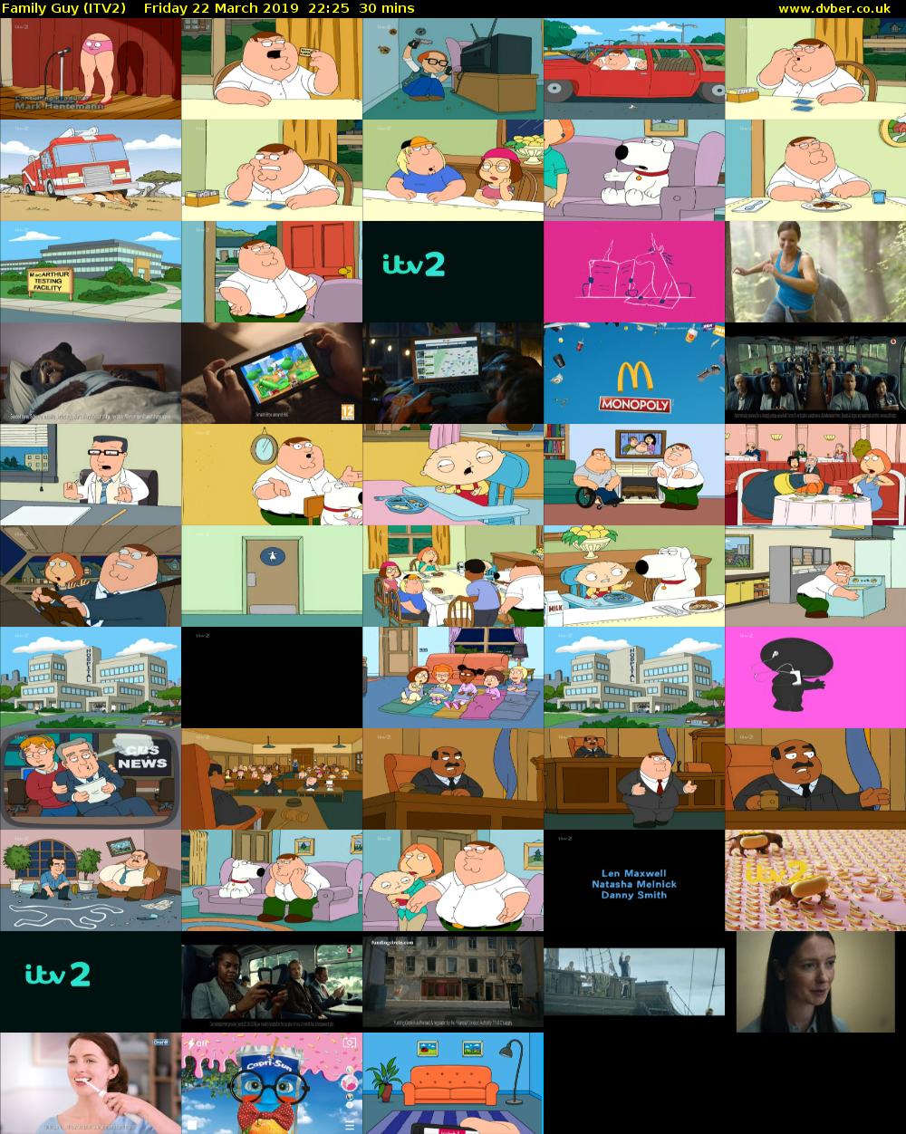 Family Guy (ITV2) Friday 22 March 2019 22:25 - 22:55