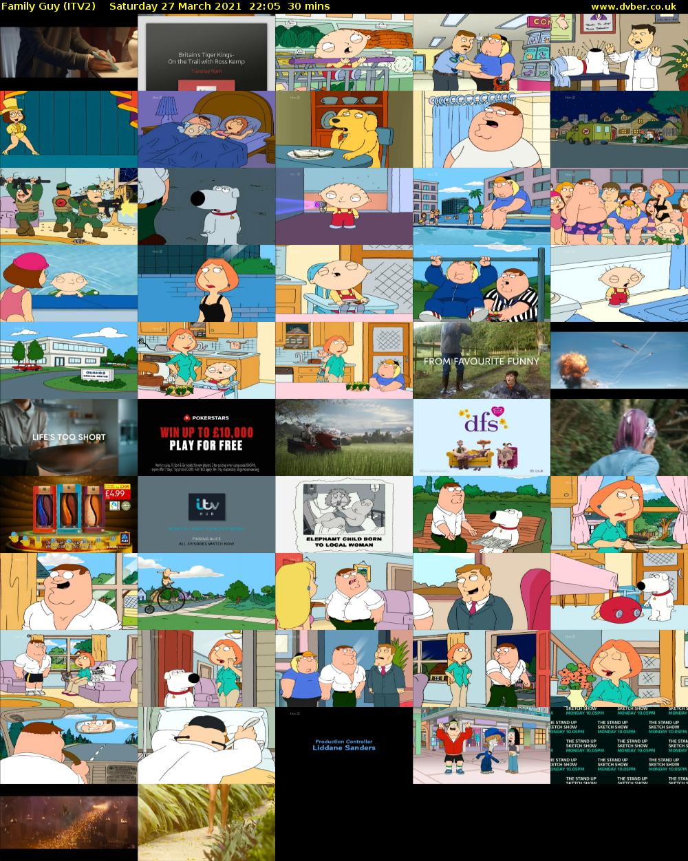 Family Guy (ITV2) Saturday 27 March 2021 22:05 - 22:35
