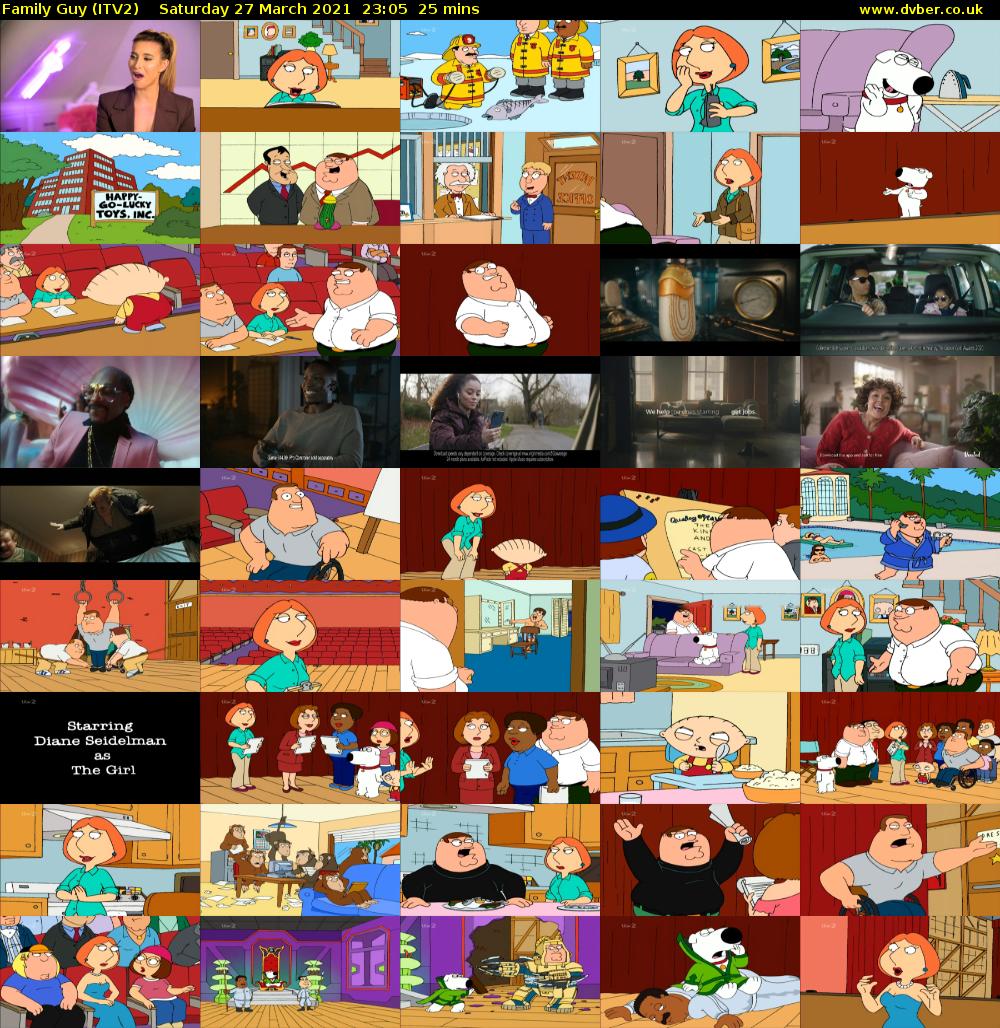 Family Guy (ITV2) Saturday 27 March 2021 23:05 - 23:30