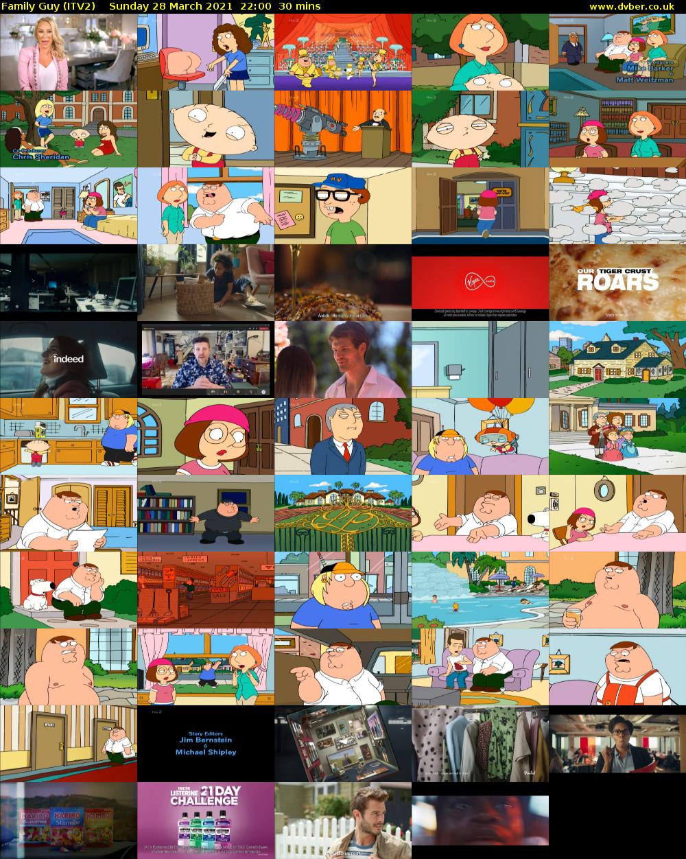Family Guy (ITV2) Sunday 28 March 2021 22:00 - 22:30