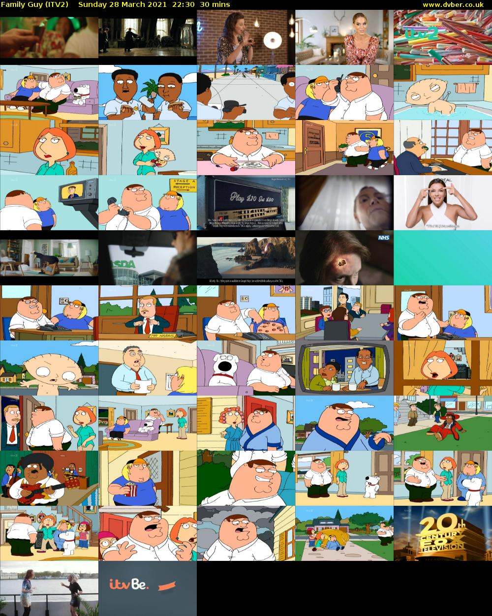 Family Guy (ITV2) Sunday 28 March 2021 22:30 - 23:00