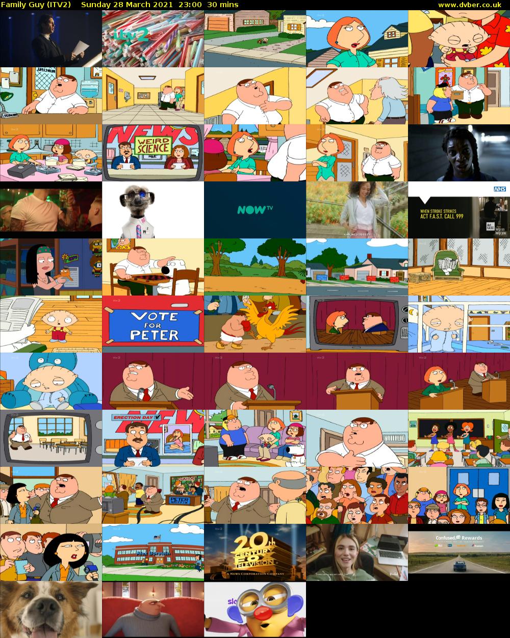 Family Guy (ITV2) Sunday 28 March 2021 23:00 - 23:30