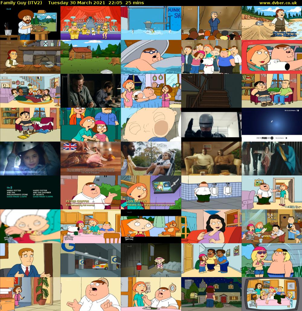 Family Guy (ITV2) Tuesday 30 March 2021 22:05 - 22:30