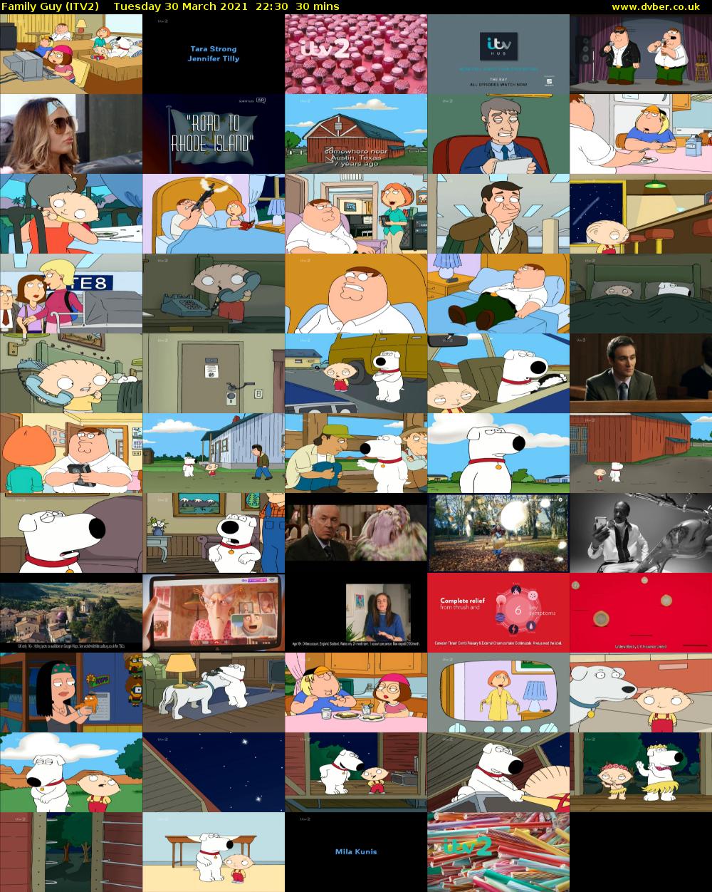 Family Guy (ITV2) Tuesday 30 March 2021 22:30 - 23:00