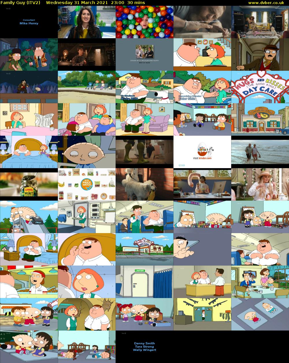 Family Guy (ITV2) Wednesday 31 March 2021 23:00 - 23:30