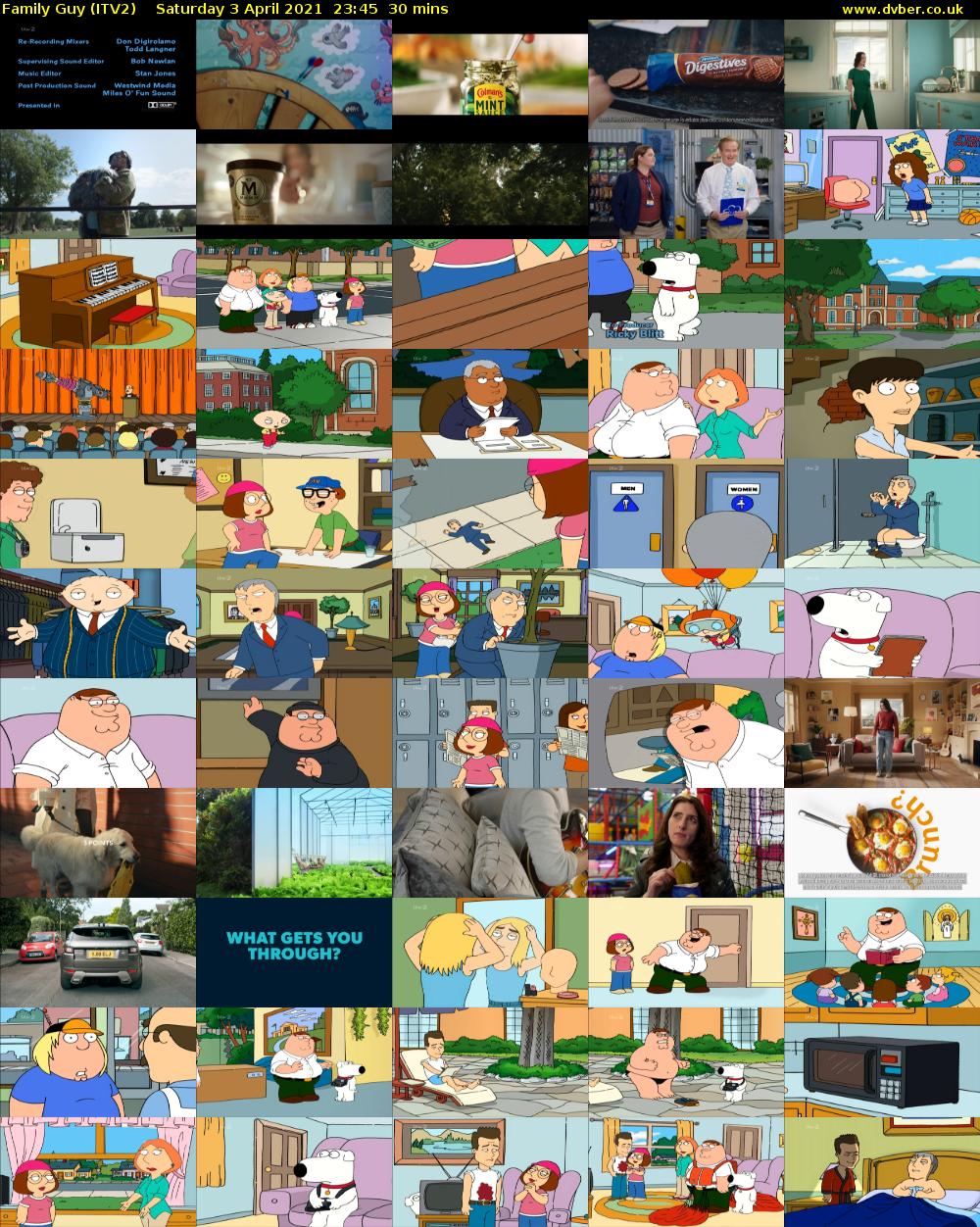 Family Guy (ITV2) Saturday 3 April 2021 23:45 - 00:15