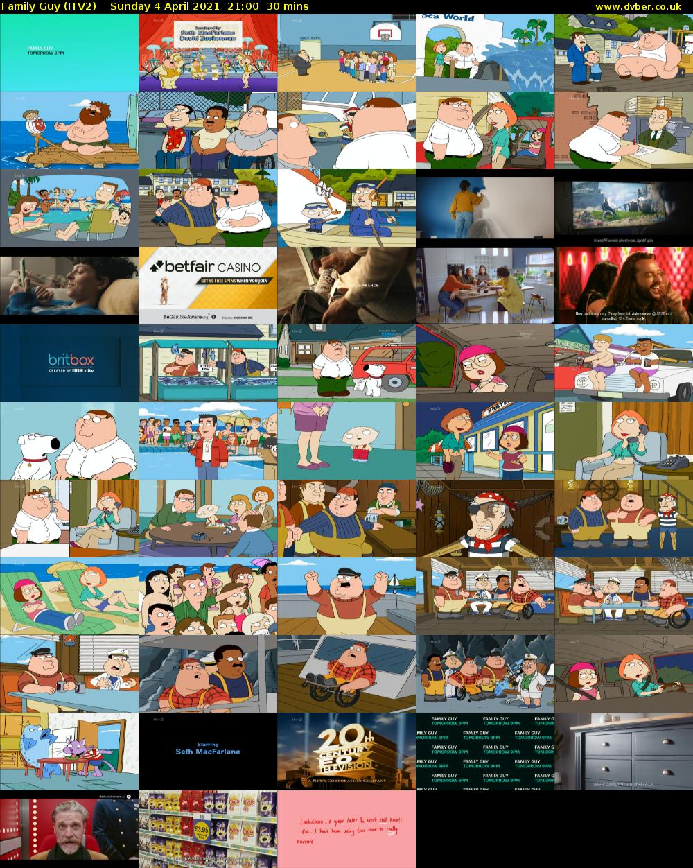 Family Guy (ITV2) Sunday 4 April 2021 21:00 - 21:30