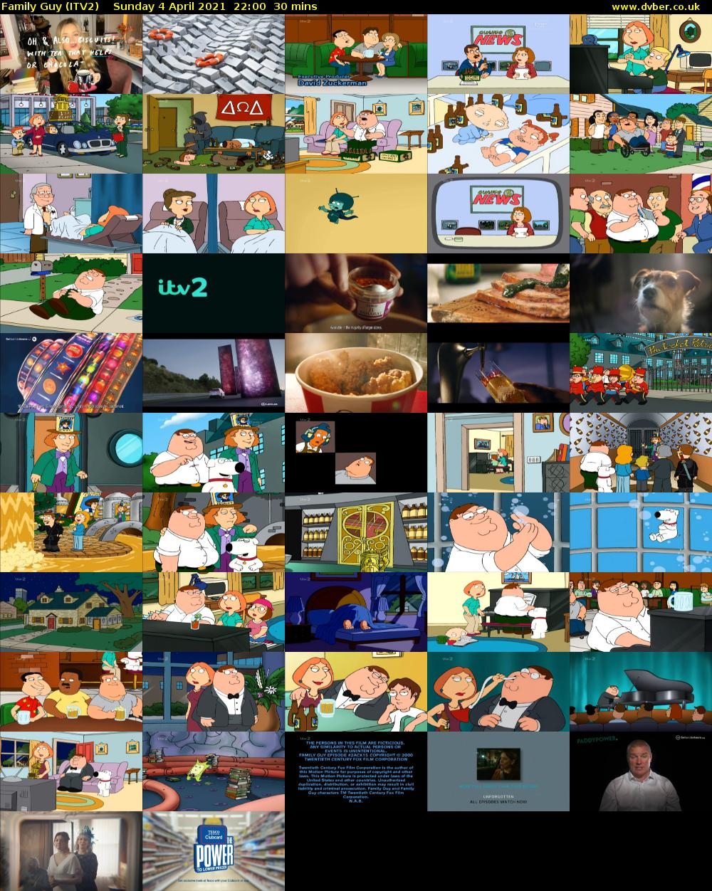 Family Guy (ITV2) Sunday 4 April 2021 22:00 - 22:30
