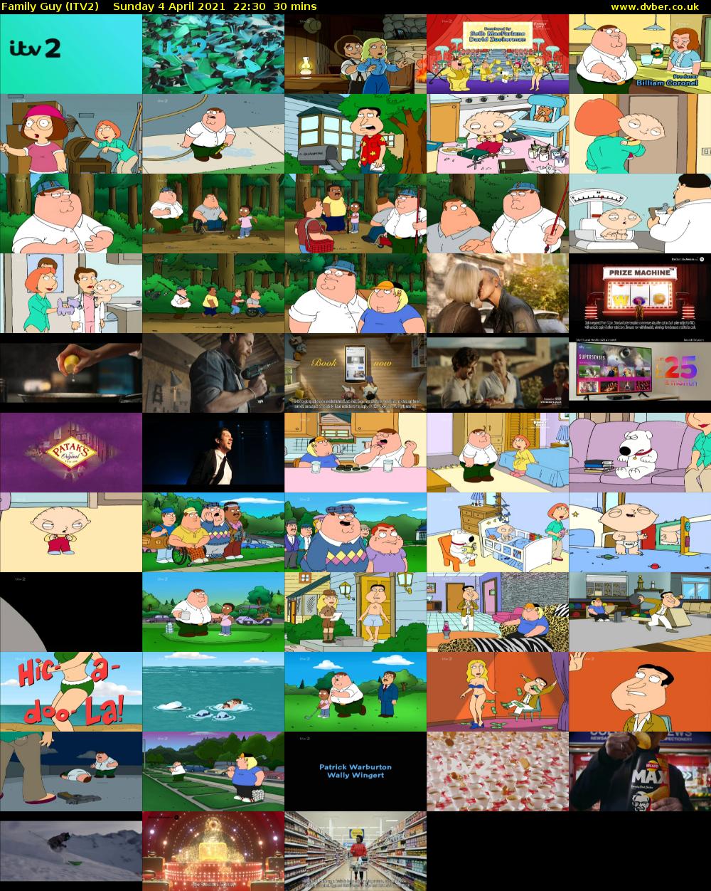 Family Guy (ITV2) Sunday 4 April 2021 22:30 - 23:00
