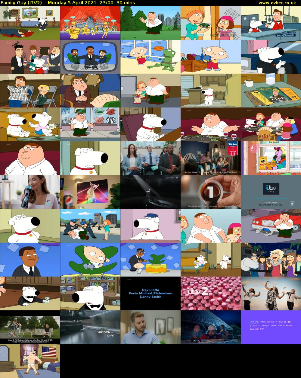 Family Guy (ITV2) Monday 5 April 2021 23:00 - 23:30