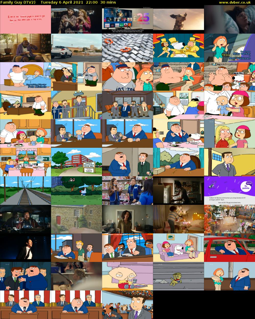 Family Guy (ITV2) Tuesday 6 April 2021 22:00 - 22:30
