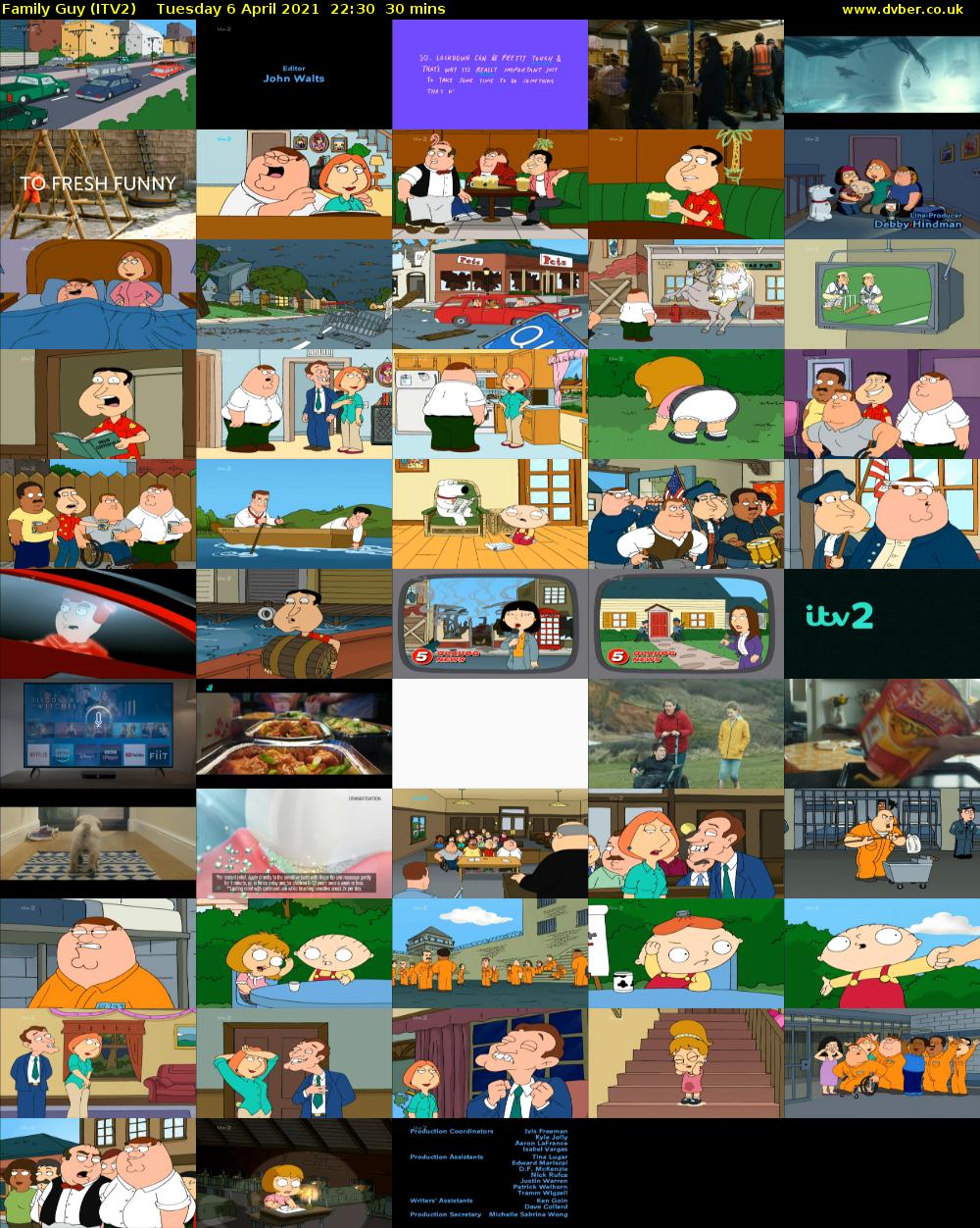 Family Guy (ITV2) Tuesday 6 April 2021 22:30 - 23:00
