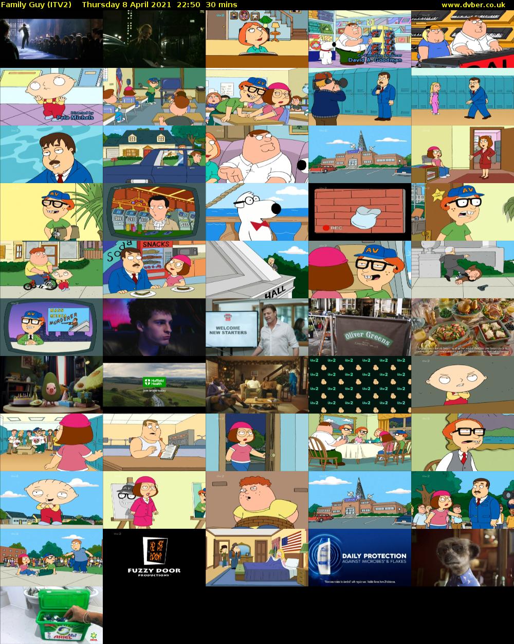 Family Guy (ITV2) Thursday 8 April 2021 22:50 - 23:20