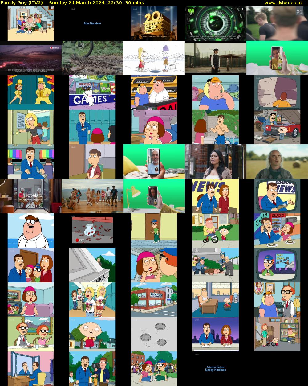 Family Guy (ITV2) Sunday 24 March 2024 22:30 - 23:00