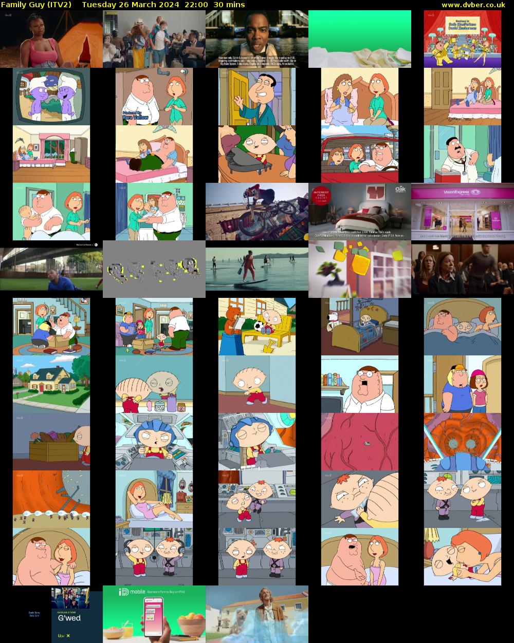 Family Guy (ITV2) Tuesday 26 March 2024 22:00 - 22:30