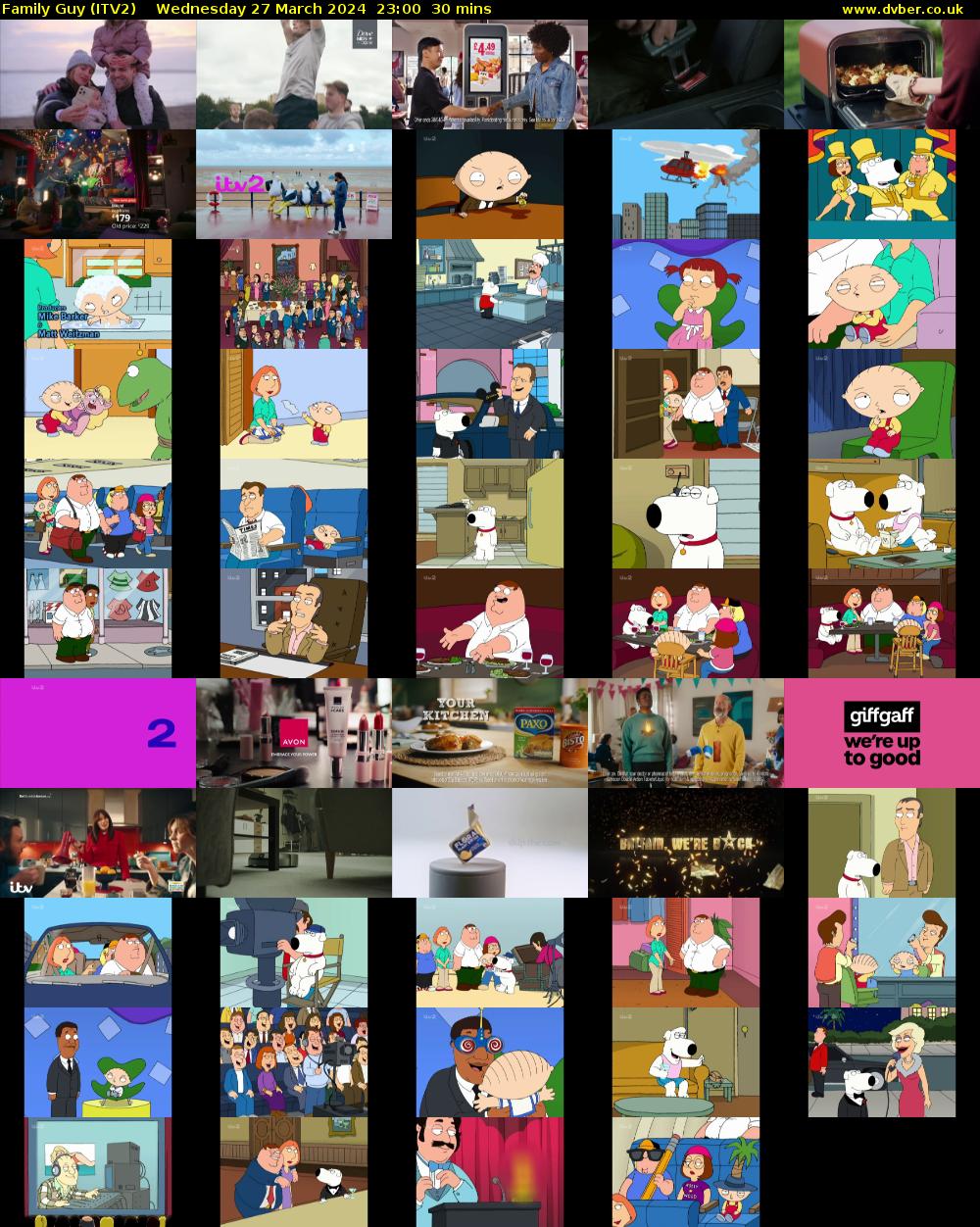 Family Guy (ITV2) Wednesday 27 March 2024 23:00 - 23:30
