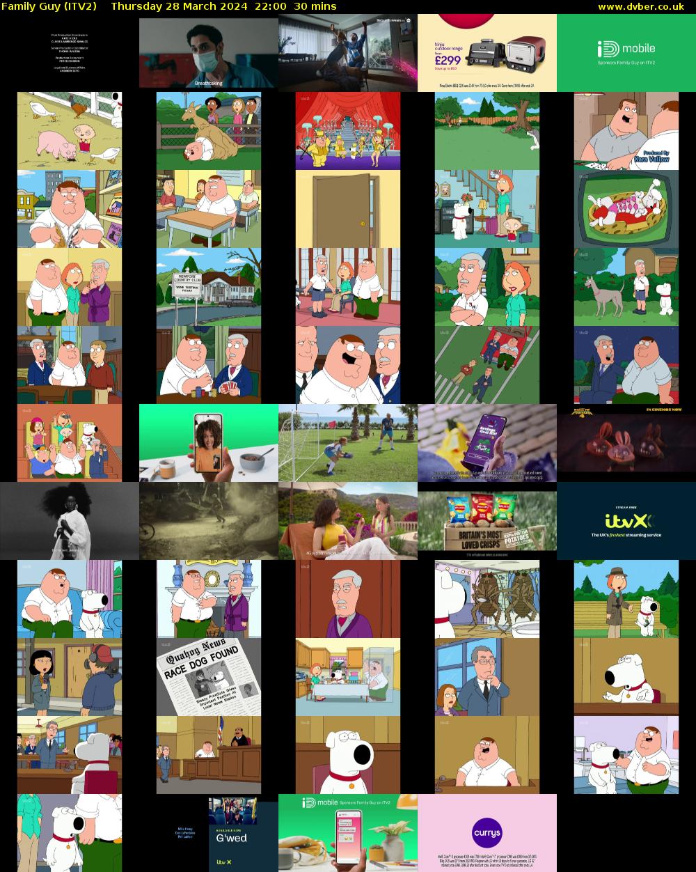 Family Guy (ITV2) Thursday 28 March 2024 22:00 - 22:30