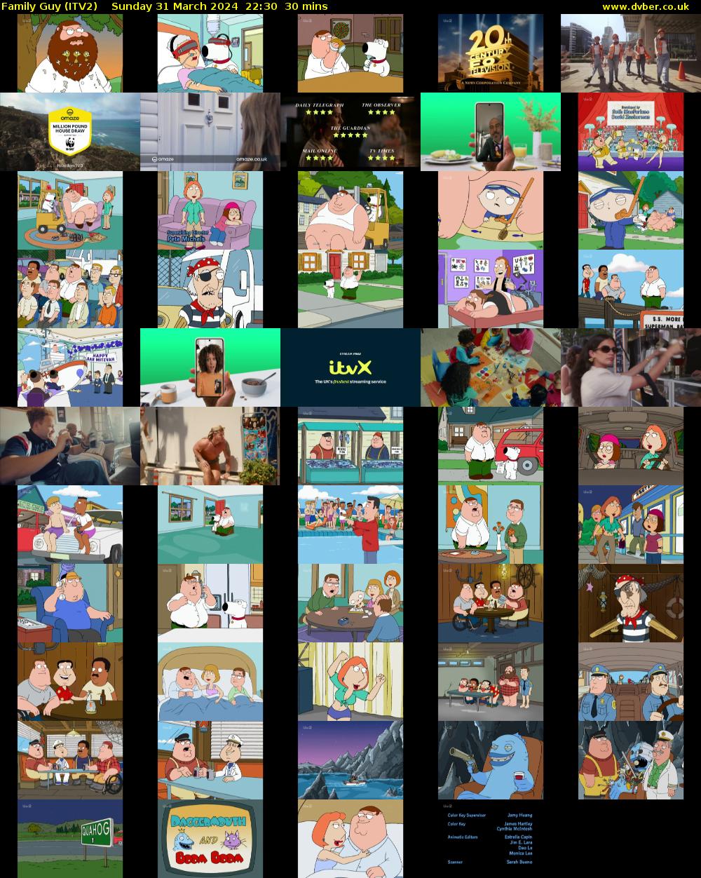 Family Guy (ITV2) Sunday 31 March 2024 22:30 - 23:00