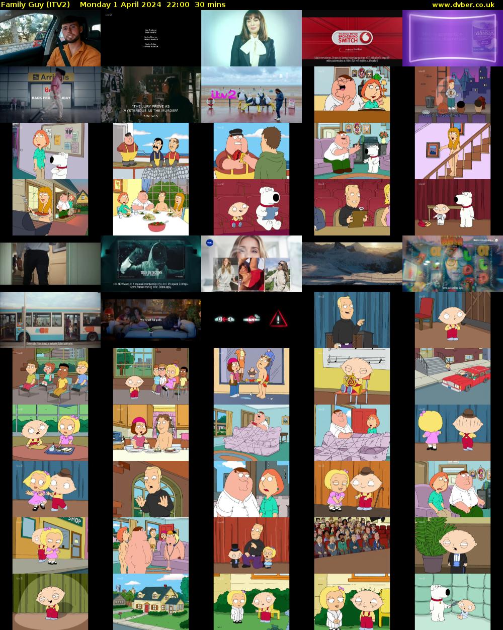 Family Guy (ITV2) Monday 1 April 2024 22:00 - 22:30