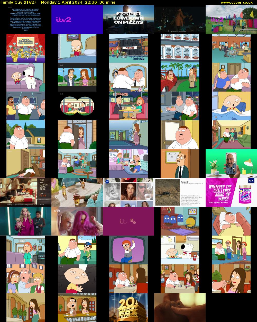 Family Guy (ITV2) Monday 1 April 2024 22:30 - 23:00