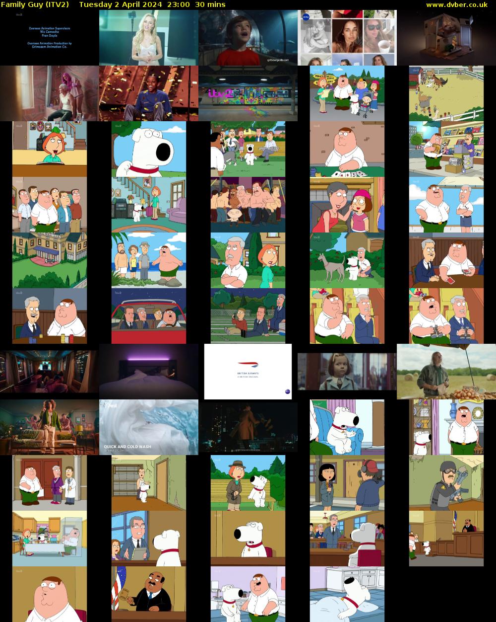 Family Guy (ITV2) Tuesday 2 April 2024 23:00 - 23:30