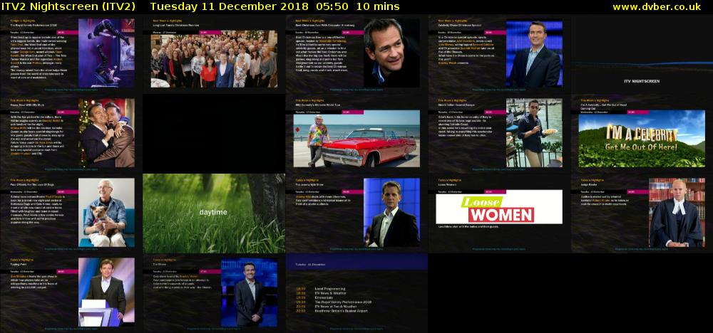 ITV2 Nightscreen (ITV2) Tuesday 11 December 2018 05:50 - 06:00