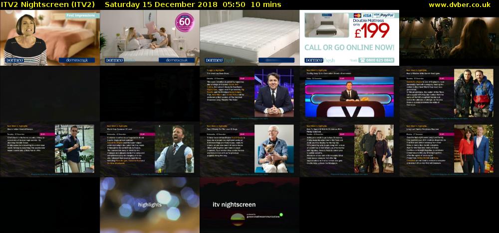 ITV2 Nightscreen (ITV2) Saturday 15 December 2018 05:50 - 06:00