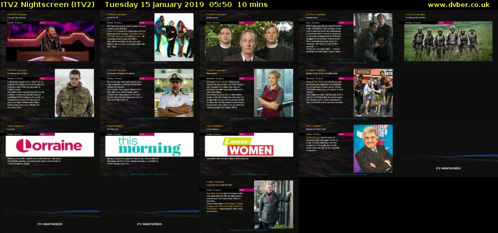 ITV2 Nightscreen (ITV2) Tuesday 15 January 2019 05:50 - 06:00