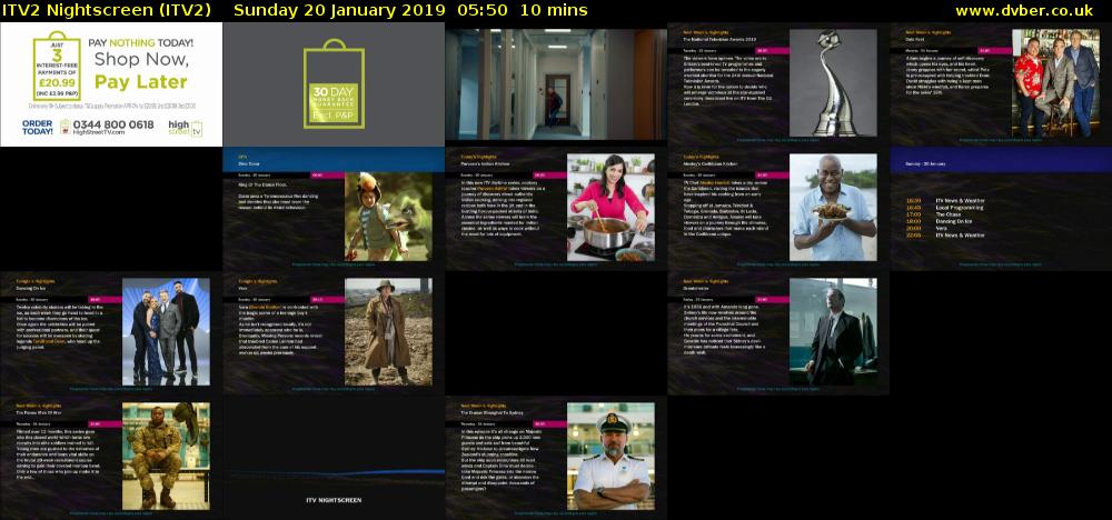 ITV2 Nightscreen (ITV2) Sunday 20 January 2019 05:50 - 06:00