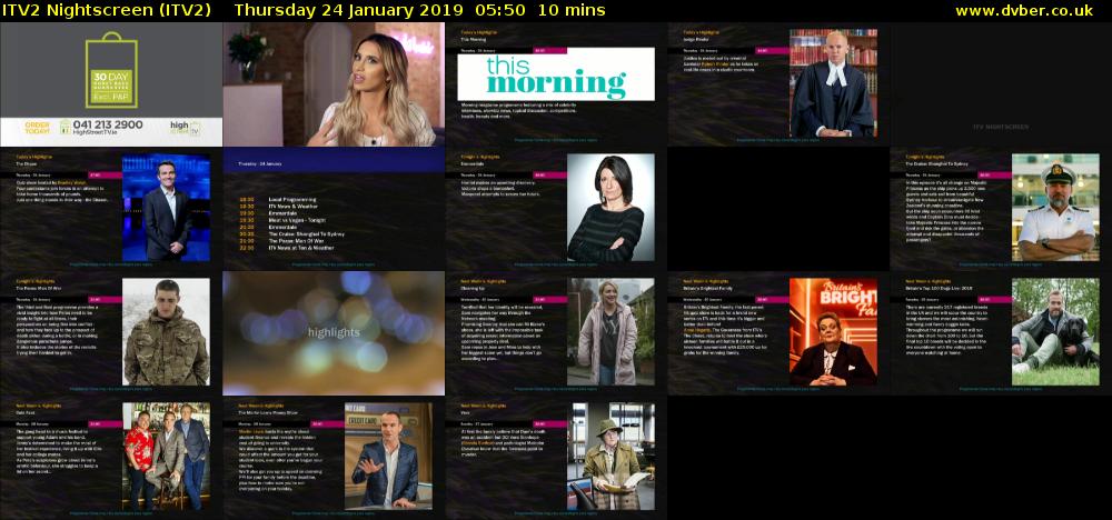 ITV2 Nightscreen (ITV2) Thursday 24 January 2019 05:50 - 06:00