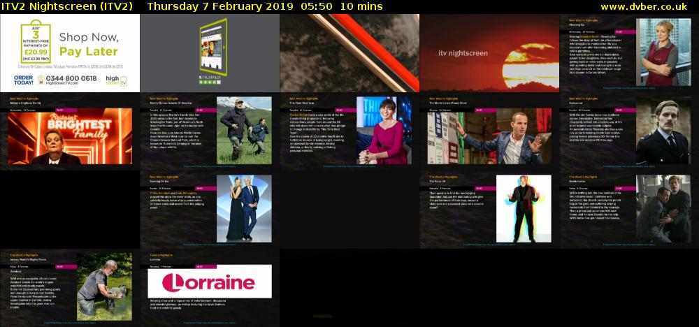 ITV2 Nightscreen (ITV2) Thursday 7 February 2019 05:50 - 06:00