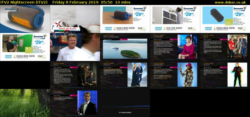 ITV2 Nightscreen (ITV2) Friday 8 February 2019 05:50 - 06:00