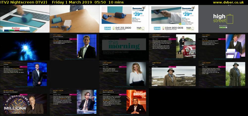 ITV2 Nightscreen (ITV2) Friday 1 March 2019 05:50 - 06:00