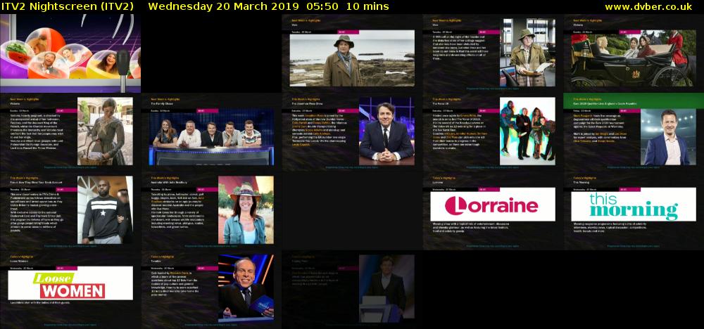 ITV2 Nightscreen (ITV2) Wednesday 20 March 2019 05:50 - 06:00