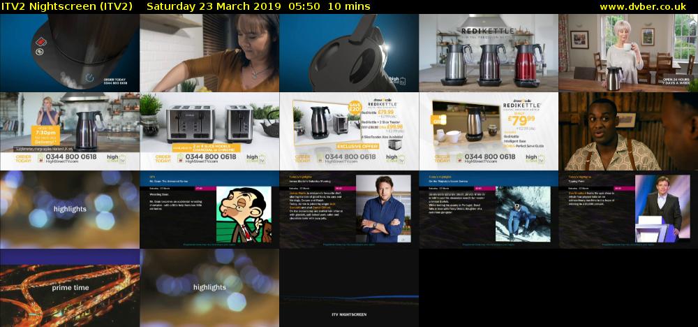 ITV2 Nightscreen (ITV2) Saturday 23 March 2019 05:50 - 06:00