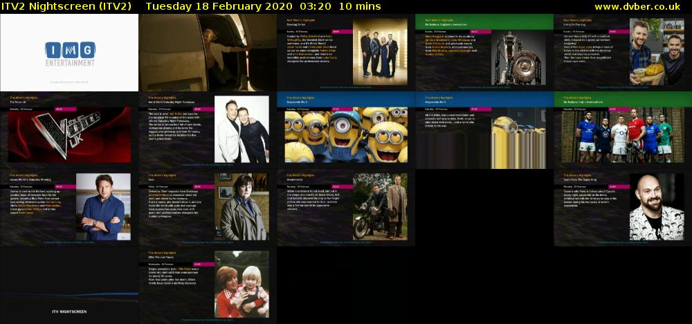 ITV2 Nightscreen (ITV2) Tuesday 18 February 2020 03:20 - 03:30