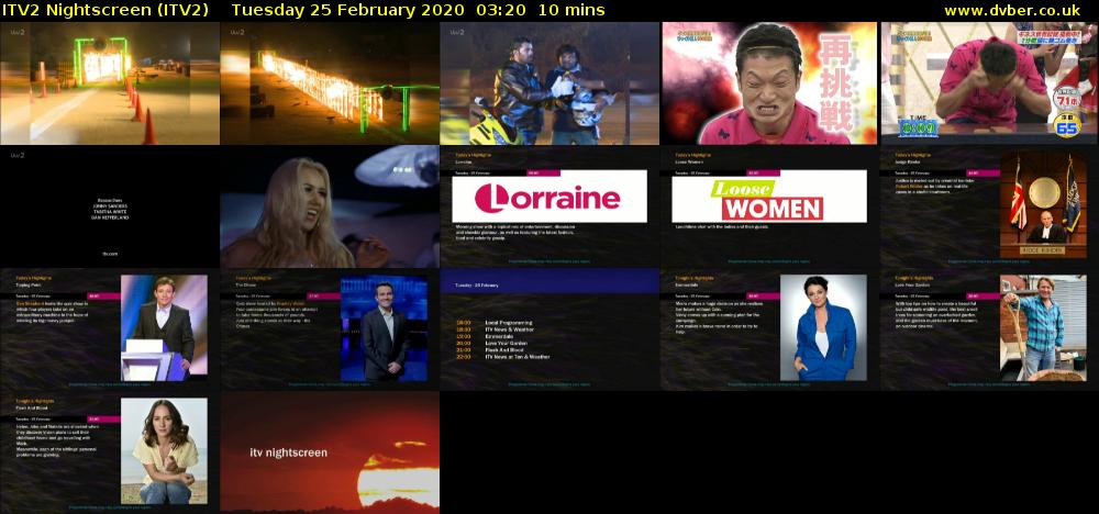 ITV2 Nightscreen (ITV2) Tuesday 25 February 2020 03:20 - 03:30
