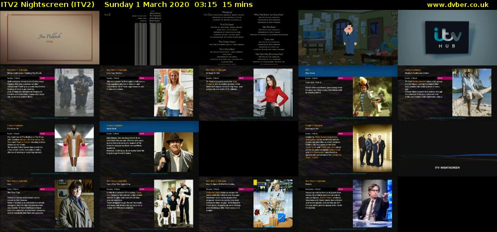 ITV2 Nightscreen (ITV2) Sunday 1 March 2020 03:15 - 03:30