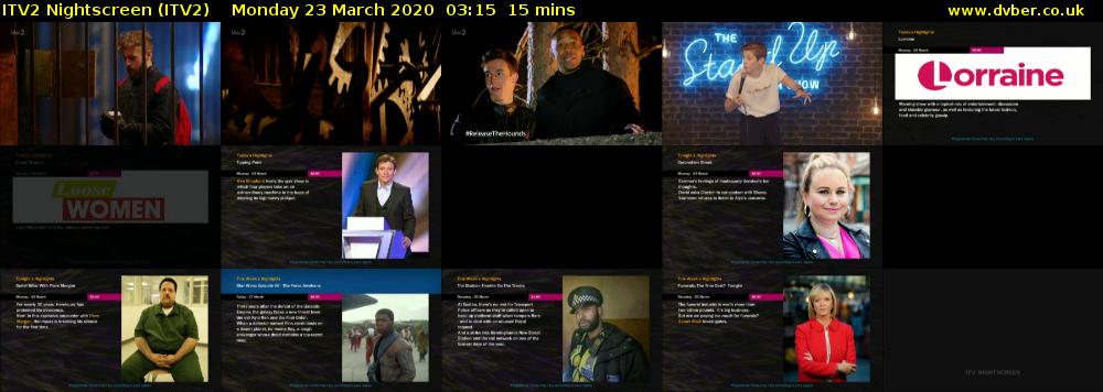 ITV2 Nightscreen (ITV2) Monday 23 March 2020 03:15 - 03:30