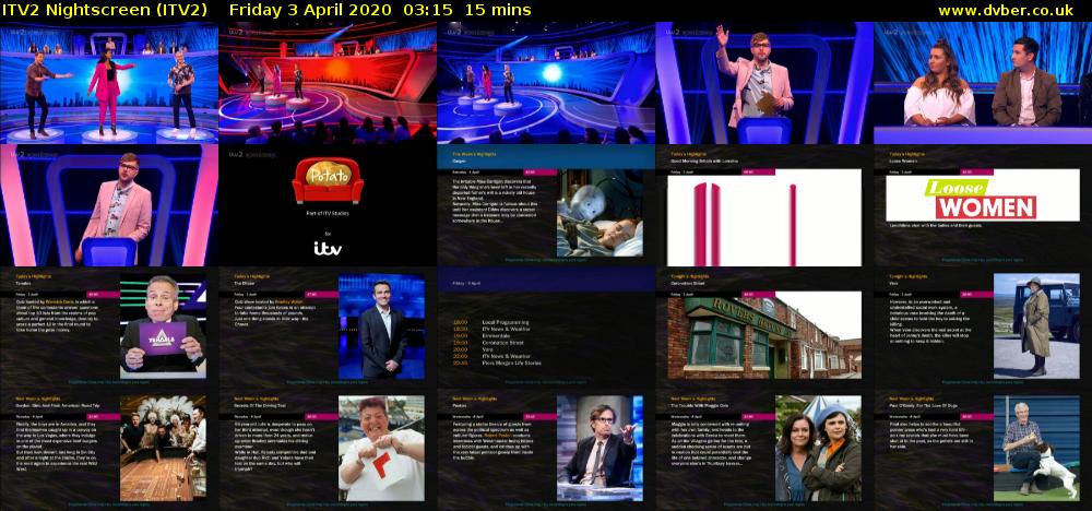 ITV2 Nightscreen (ITV2) Friday 3 April 2020 03:15 - 03:30